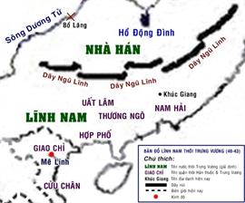 Bản đồ Lĩnh Nam thời Trưng vương (40-43)