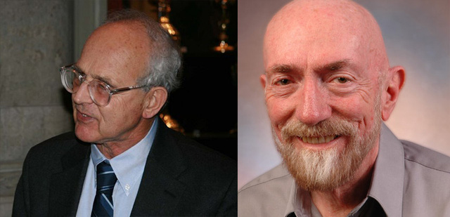 Hai nhà vật lý học Rainer Weiss đến từ MIT (trái) và Kip Thorne đến từ Viện Công nghệ California (phải)